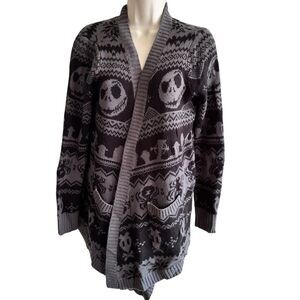 Disney Nightmare Before Christmas Sweater - Gray and Black Long Cardigan ~ sz M